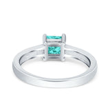 Solitaire Accent Fashion Ring Princess Cut Simulated Cubic Zirconia Created Opal 925 Sterling Silver