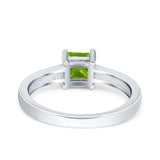 Solitaire Accent Fashion Ring Princess Cut Simulated Cubic Zirconia Created Opal 925 Sterling Silver