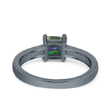Solitaire Accent Fashion Ring Princess Cut Simulated Cubic Zirconia Created Opal 925 Sterling Silver