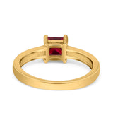 Solitaire Accent Fashion Ring Princess Cut Simulated Cubic Zirconia Created Opal 925 Sterling Silver