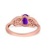 Fashion Heart Ring Oval Simulated Cubic Zirconia 925 Sterling Silver