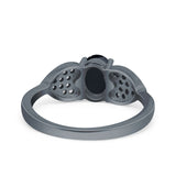 Fashion Heart Ring Oval Simulated Cubic Zirconia 925 Sterling Silver