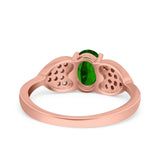 Fashion Heart Ring Oval Simulated Cubic Zirconia 925 Sterling Silver