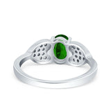Fashion Heart Ring Oval Simulated Cubic Zirconia 925 Sterling Silver