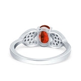 Fashion Heart Ring Oval Simulated Cubic Zirconia 925 Sterling Silver