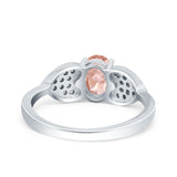 Fashion Heart Ring Oval Simulated Cubic Zirconia 925 Sterling Silver