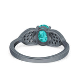 Fashion Heart Ring Oval Simulated Cubic Zirconia 925 Sterling Silver