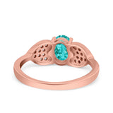 Fashion Heart Ring Oval Simulated Cubic Zirconia 925 Sterling Silver