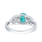 Fashion Heart Ring Oval Simulated Cubic Zirconia 925 Sterling Silver