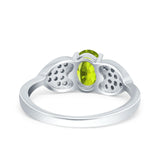 Fashion Heart Ring Oval Simulated Cubic Zirconia 925 Sterling Silver