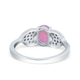 Fashion Heart Ring Oval Simulated Cubic Zirconia 925 Sterling Silver