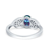 Fashion Heart Ring Oval Simulated Cubic Zirconia 925 Sterling Silver