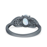 Fashion Heart Ring Oval Simulated Cubic Zirconia 925 Sterling Silver