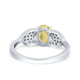 Fashion Heart Ring Oval Simulated Cubic Zirconia 925 Sterling Silver