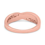 Greek Key Crisscross Ring Lab Created White Opal Band 925 Sterling Silver