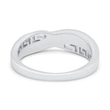 Greek Key Crisscross Ring Lab Created White Opal Band 925 Sterling Silver