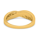 Greek Key Crisscross Ring Lab Created White Opal Band 925 Sterling Silver