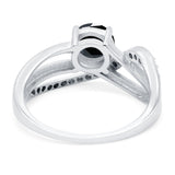 Art Deco Wedding Engagement Crisscross Bridal Ring Round Simulated Cubic Zirconia 925 Sterling Silver