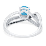 Art Deco Wedding Engagement Crisscross Bridal Ring Round Simulated Cubic Zirconia 925 Sterling Silver