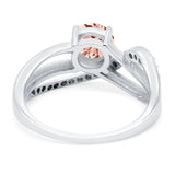 Art Deco Wedding Engagement Crisscross Bridal Ring Round Simulated Cubic Zirconia 925 Sterling Silver