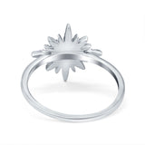 Cluster Starburst Opal Ring Round Simulated Cubic Zirconia 925 Sterling Silver