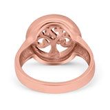 Tree of Life Band Ring Simulated Cubic Zirconia Opal 925 Sterling Silver