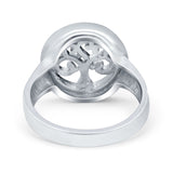 Tree of Life Band Ring Simulated Cubic Zirconia Opal 925 Sterling Silver