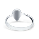 Solitaire Teardrop Pear Ring Band Simulated Opal Round 925 Sterling Silver