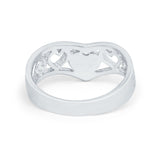 Heart Filigree Midi Thumb V Ring Simulated Cubic Zirconia 925 Sterling Silver