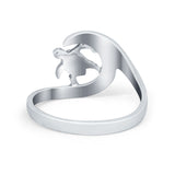 Summer Turtle Wave Ring Band Simulated Cubic Zirconia 925 Sterling Silver