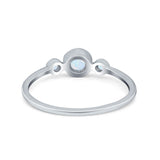 Fashion Style Band Ring Round Simulated Cubic Zirconia Opal 925 Sterling Silver