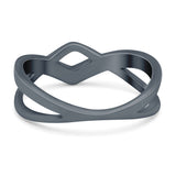 Criss Cross V Shape Ring Band Lab Created Opal 925 Sterling Silver (6mm)