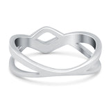 Criss Cross V Shape Ring Band Lab Created Opal 925 Sterling Silver (6mm)