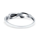 Sideways Oxidized Ring Cubic Zirconia Leaf Design Pear Lab Created Opal 925 Sterling Silver