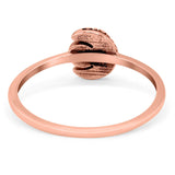 Crescent Moon Band Ring Round Lab Created Opal 925 Sterling Silver