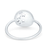 Moon and Stars Ring Band Lab Created Opal 925 Sterling Silver (12mm)