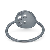 Moon and Stars Ring Band Lab Created Opal 925 Sterling Silver (12mm)