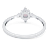 Lab Created Opal Wedding Ring Round Simulated Cubic Zirconia 925 Sterling Silver (8mm)