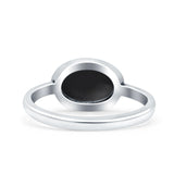 Petite Dainty Oval Promise Ring Band Rhodium Plated 925 Sterling Silver (8mm)