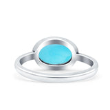 Petite Dainty Oval Promise Ring Band Rhodium Plated 925 Sterling Silver (8mm)