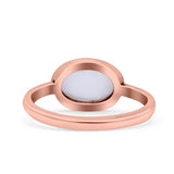 Petite Dainty Oval Promise Ring Band Rhodium Plated 925 Sterling Silver (8mm)