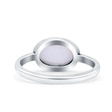 Petite Dainty Oval Promise Ring Band Rhodium Plated 925 Sterling Silver (8mm)