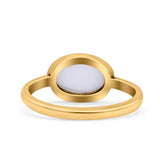 Petite Dainty Oval Promise Ring Band Rhodium Plated 925 Sterling Silver (8mm)