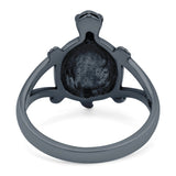 Turtle Oxidized Band Solid 925 Sterling Silver (17mm)
