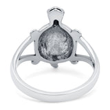 Turtle Oxidized Band Solid 925 Sterling Silver (17mm)