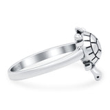 Turtle Oxidized Band Solid 925 Sterling Silver (14mm)