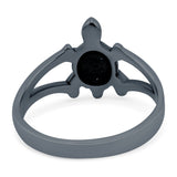 Turtle Oxidized Band Solid 925 Sterling Silver (12mm)