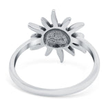 Smiling Sun Ring Oxidized Band Solid 925 Sterling Silver Thumb Ring (13mm)