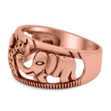 Animals Ring Oxidized Band Solid 925 Sterling Silver Thumb Ring (10mm)