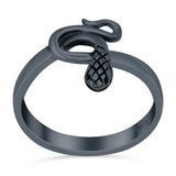 Snake Ring Oxidized Band Solid 925 Sterling Silver Thumb Ring (14mm)